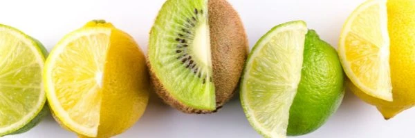 variety of fruits cut in half