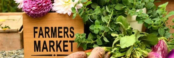 box that says "farmers market"