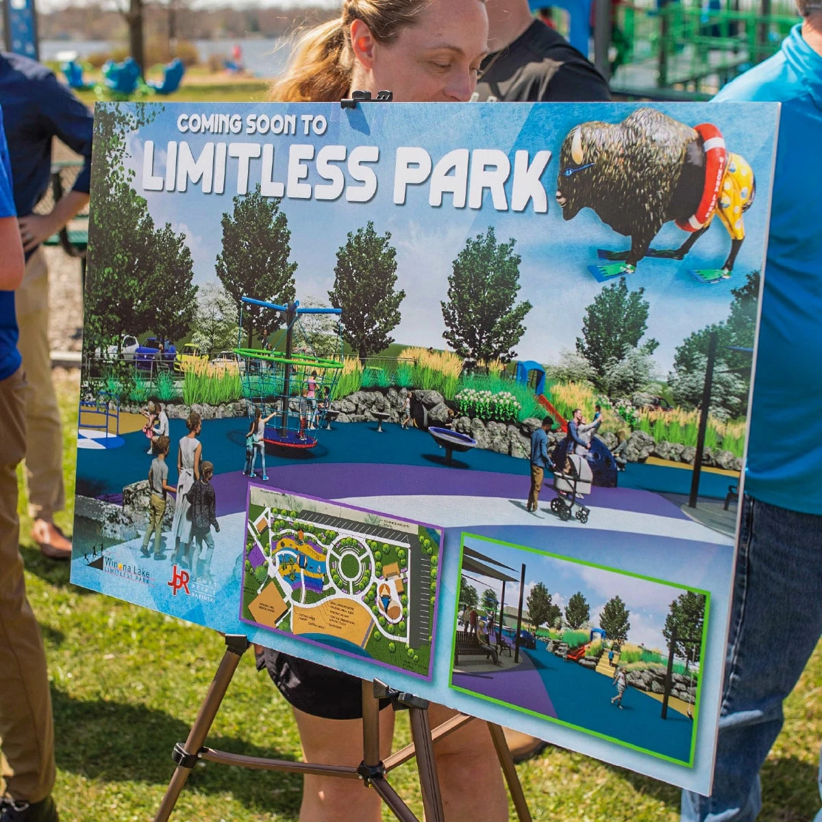 Sign that says "Coming Soon to Limitless Park"